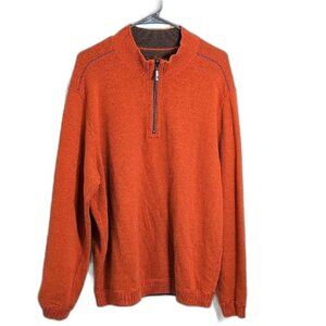 Tommy Bahama Men's Orange Zip-Up Sweater 2XL